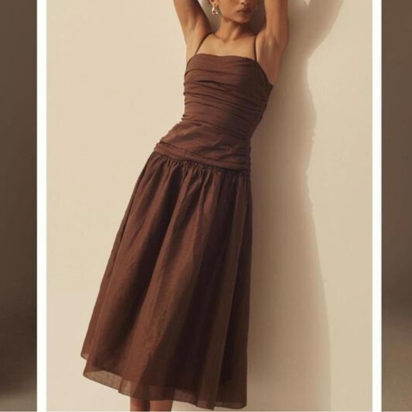 Anthropologie Dresses & Skirts - NEW Anthropologie La Maise Studio Brown Gathered Drop Waist Dress Women's XL